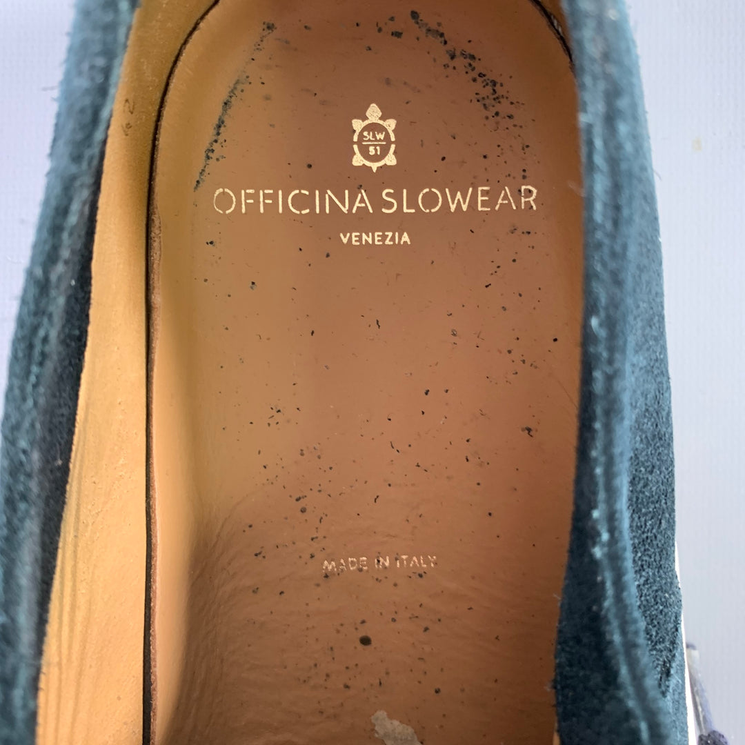 OFFICINA SLOWEAR Size 9 Navy Cream Suede Sneakers