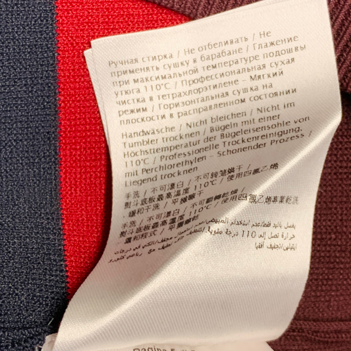 VALENTINO Size M Navy Blue Red Color Block Viscose Blend Crew Neck Pullover
