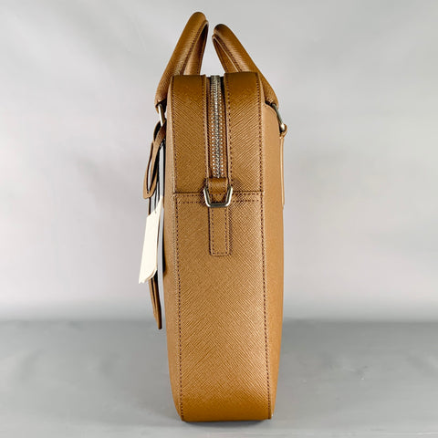SANDRO -H19 Downtown Large- Brown Textured Leather Briefcase