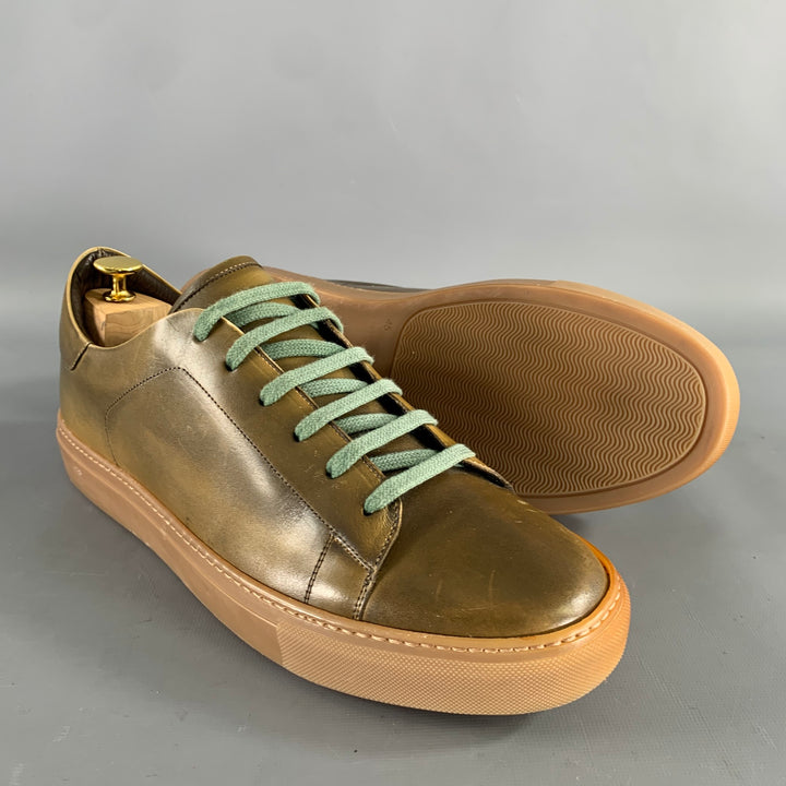 KLEIN EPSTEIN & PARKER Size 11 Green Olive Shimmery Patent Leather Sneakers