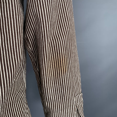 TODD SNYDER Size M Brown White Stripe Cotton Worker Long Sleeve Shirt