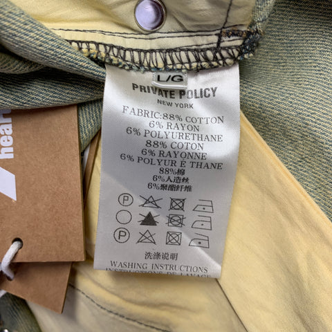 PRIVATE POLICY Size L Giant Cargo Blue Denim Acid Wash Baggy Casual Pants