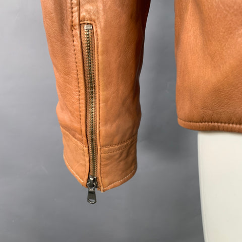 LA MARQUE COLLECTION Size M Camel Leather Zip Up Jacket