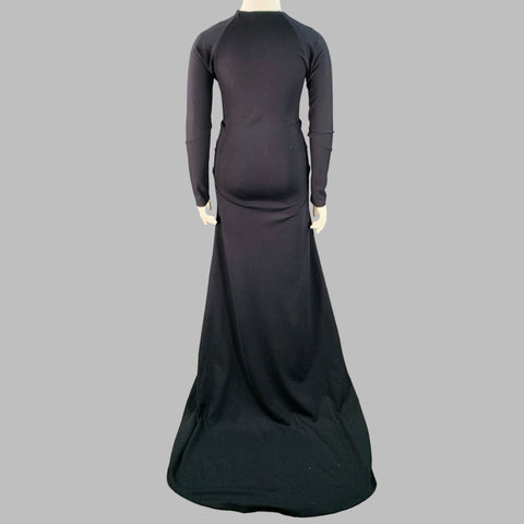 JIL SANDER Size 10 Navy Viscose Blend Ruched Long Evening Gown