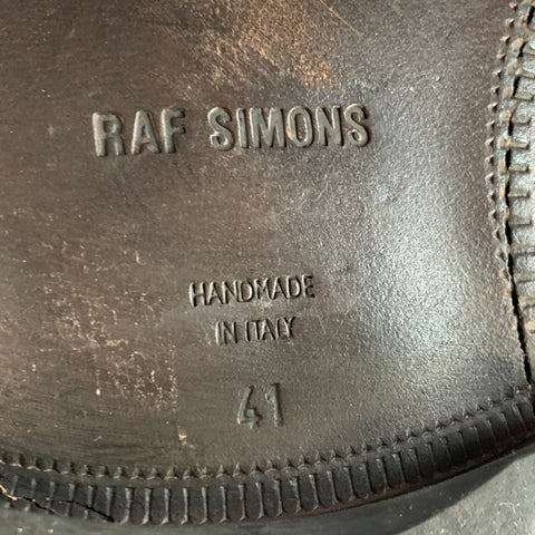 RAF SIMONS Size 8 Brown Pebble Grain Leather Lace-Up Ankle Chukka Boots