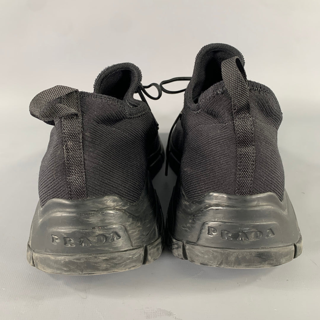 PRADA Size 9 Black Logo Nylon Lace Sneakers