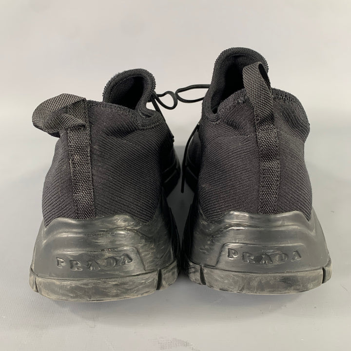 PRADA Size 9 Black Logo Nylon Lace Sneakers
