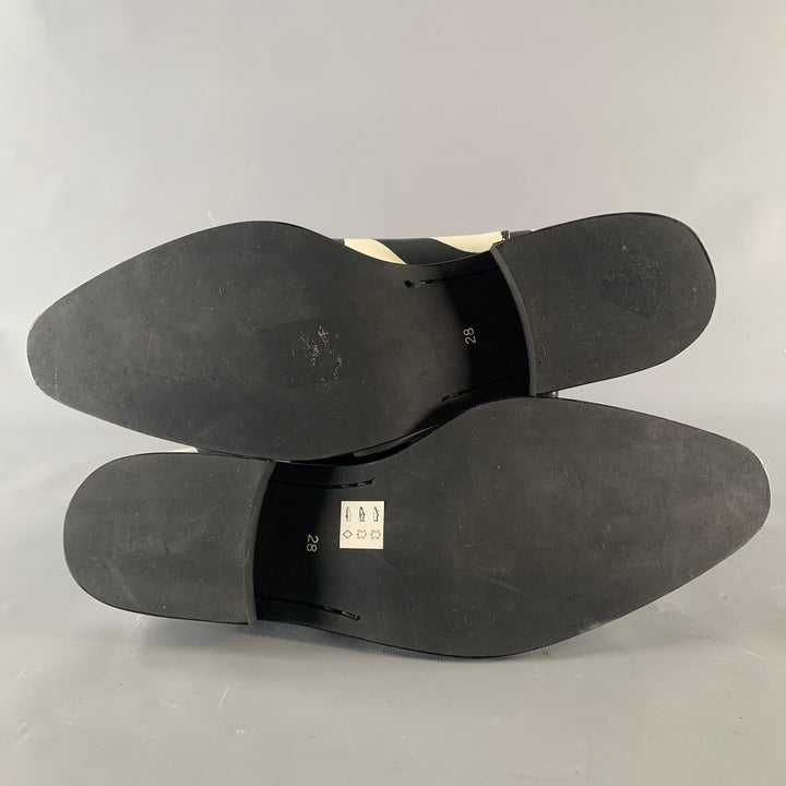 COMME des GARCONS HOMME PLUS Size 10 Black White Print Leather Pull On Boots