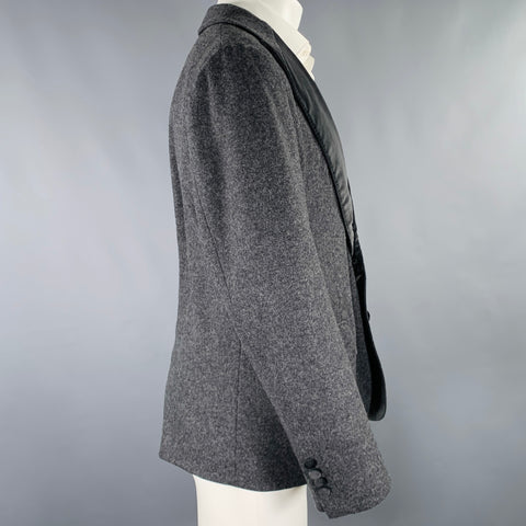 DOLCE & GABBANA Size 40 Long Grey Two Toned Virgin Wool Blend Sport Coat