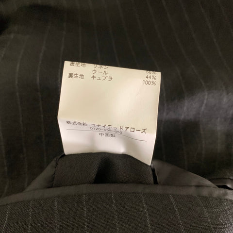 UNITED ARROWS Chest Size 48 Black Grey Pinstripe Cotton Blend Sport Coat