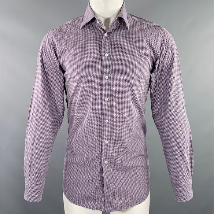 ETRO Size M Purple Checkered Cotton Button Up Long Sleeve Shirt
