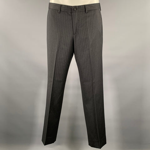 EMPORIO ARMANI Size 42 Grey Charcoal Pinstripe Virgin Wool Notch Lapel Suit