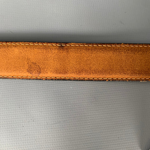 SAKS FIFTH AVENUE Size 40 Black Gold Lizard Leather Brass Belt