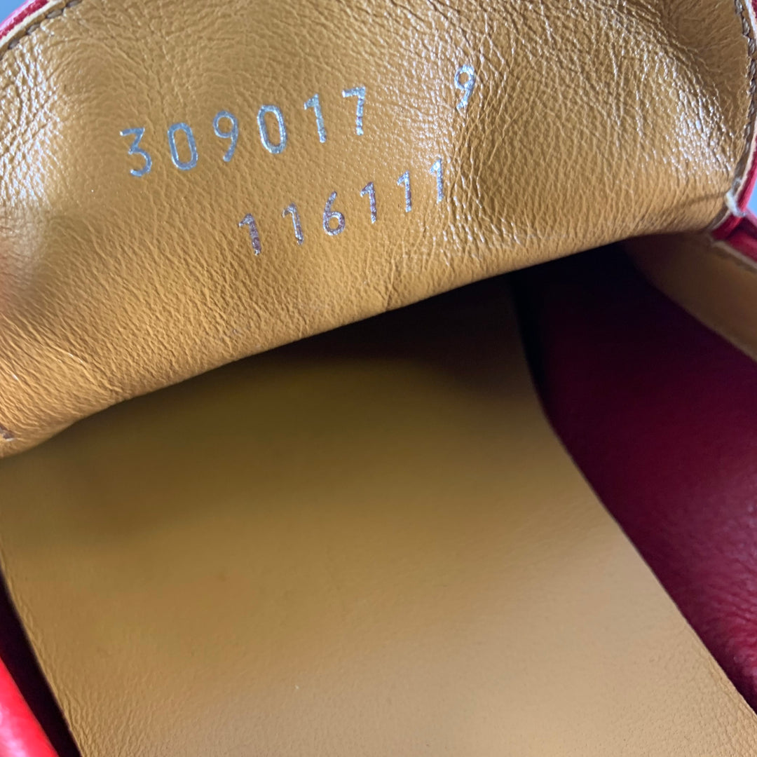 GUCCI Size 9.5 Red Solid Leather Slip On Loafers