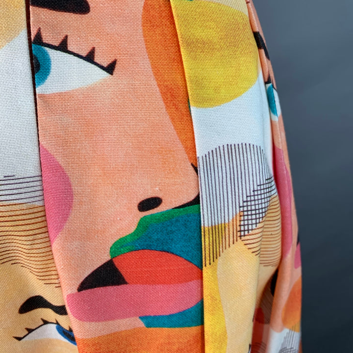 LABORATORIO Size 8 Multi Color Cotton Abstract Figures Pleated Maxi Skirt