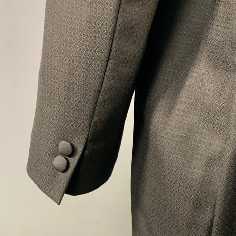 THE KOOPLES Size 42 Black Geometric Wool Blend Shawl Collar Sport Coat