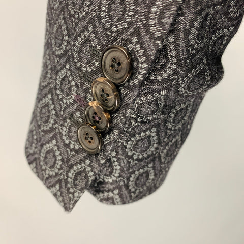 PAUL SMITH Size 40 Grey Black Jacquard Cotton Linen Sport Coat