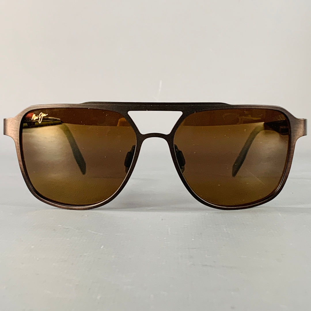 MAUI JIM 2nd Reef Black Brown Tortoiseshell Metal Acetate Pilot Sunglasses