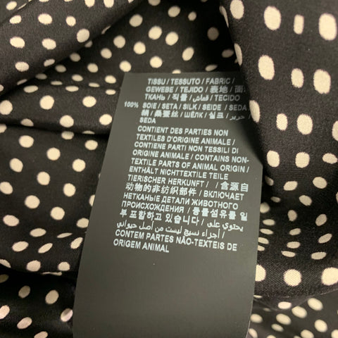 SAINT LAURENT Size M Black White Polka Dot Silk Hidden Buttons Long Sleeve Shirt