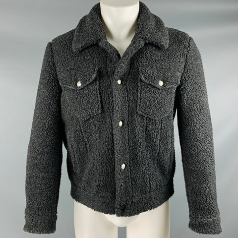 ALLSAINTS Size M -Bevin- Grey Charcoal Faux Fur Trucker Jacket