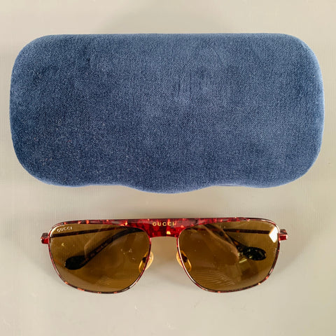 GUCCI Brown Black Tortoiseshell Acetate Metal Sunglasses