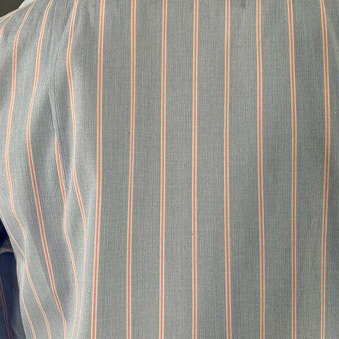 TURNBULL & ASSER Taille L Chemise à manches longues en coton rayé bleu rose et poignets mousquetaires