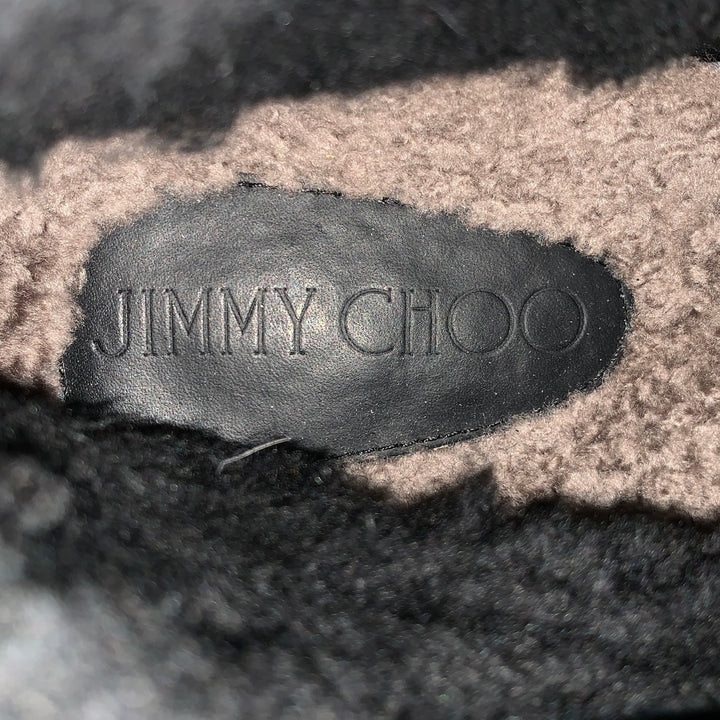 JIMMY CHOO Size 13 Black Leather Shearling Lace-Up Hiking Boots