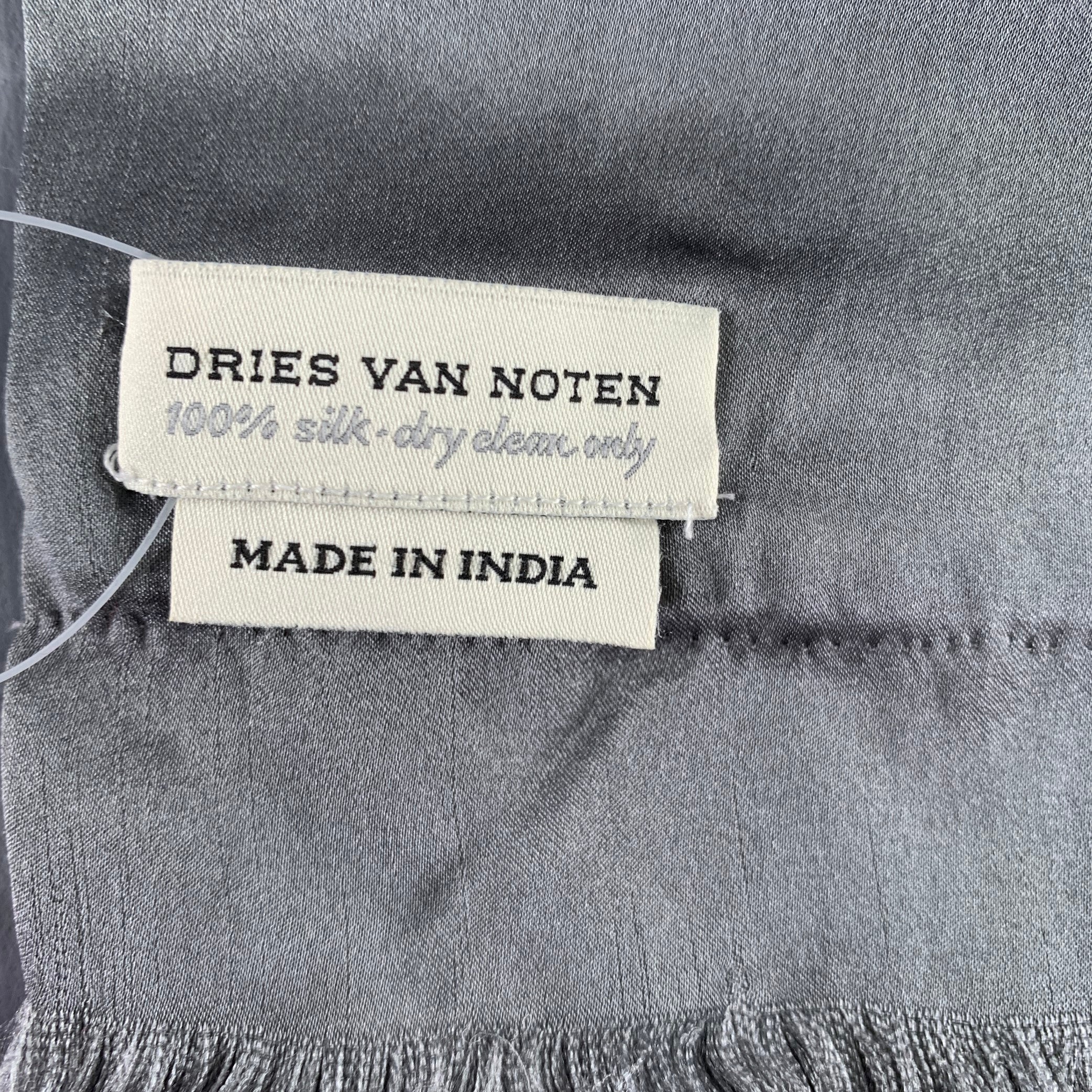 DRIES VAN NOTEN Grey Fuchsia Silk Fringe Scarf – Sui Generis