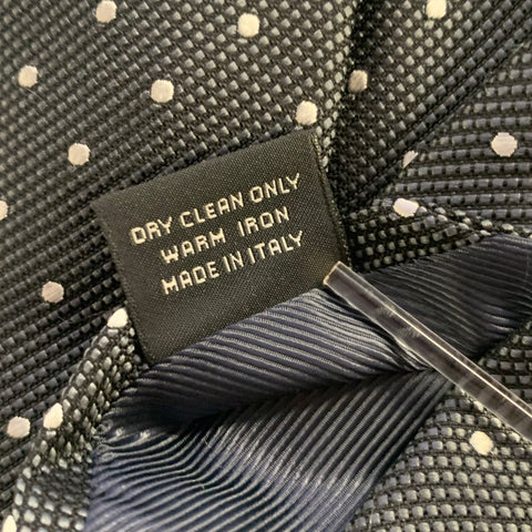 ERMENEGILDO ZEGNA Black Silver Dots Silk Tie