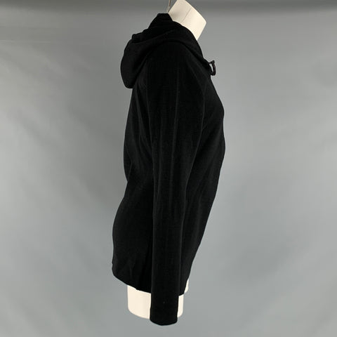 BALENCIAGA Size M Black Wool Solid Hooded Jacket