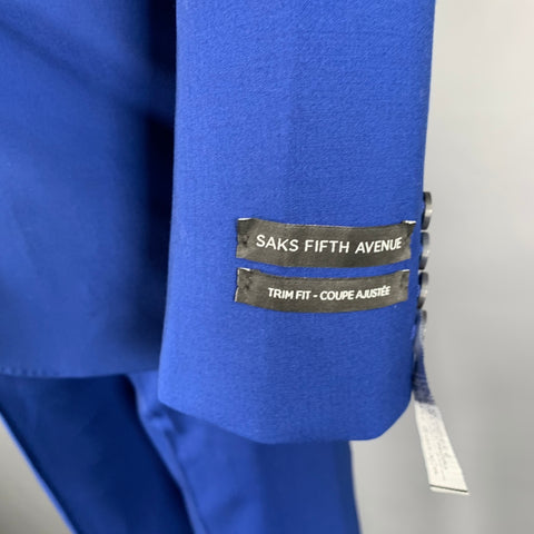SAKS FIFTH AVENUE Size 38 Royal Blue Wool Notch Lapel Suit