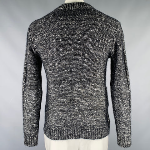 STEPHAN SCHNEIDER Size XL Grey Black Knit Cotton Blend Crew Neck Sweater