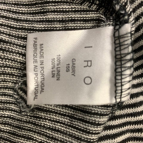 IRO Size S Black White Stripe Linen Crew-Neck T-shirt