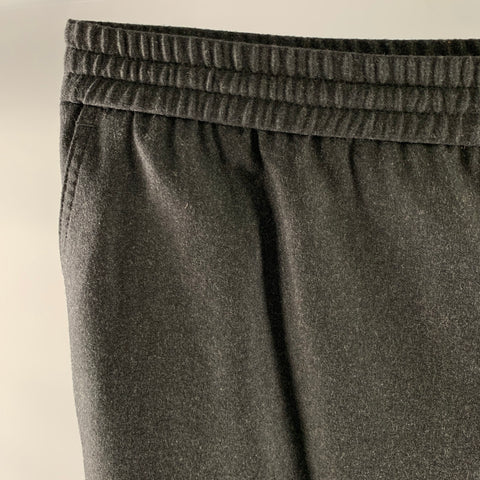 SALVATORE FERRAGAMO Size 36 Grey Charcoal Wool Elastic Waistband Pants