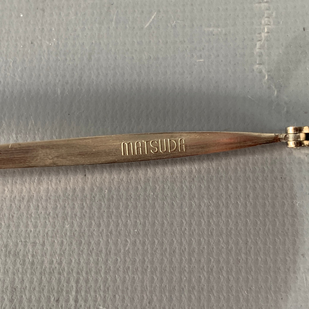 MATSUDA Silver Black Engraved Metal Aviator Sunglasses