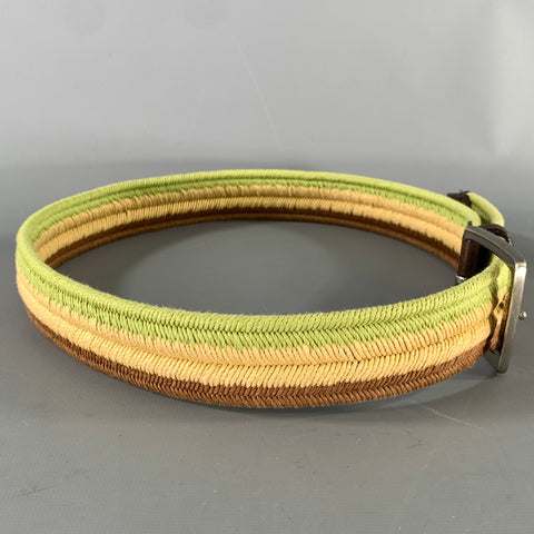 ETRO Size Green Brown Stripe Viscose Belt