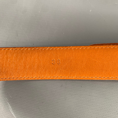 LONGHI Size 38 Brown Mahagony Crackled Leather Belt