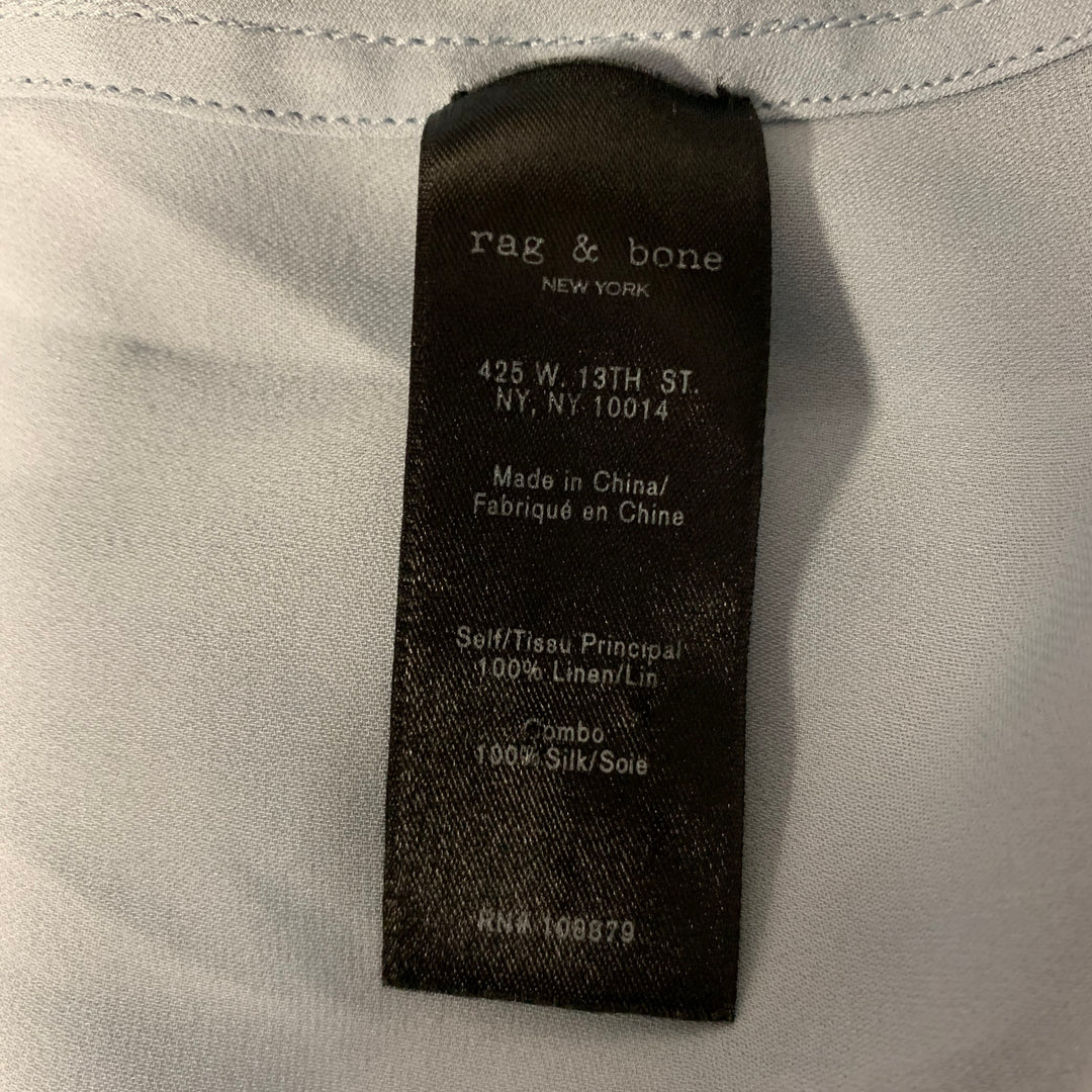 RAG & BONE Size XS Blue Silk Faux Wrap Blouse