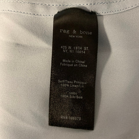 RAG & BONE Size XS Blue Silk Faux Wrap Blouse