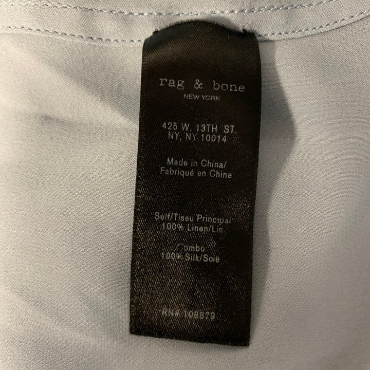 RAG & BONE Size XS Blue Silk Faux Wrap Blouse