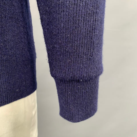 BRUNELLO CUCINELLI Size 44 Navy Ribbed Cashmere Button Up Cardigan