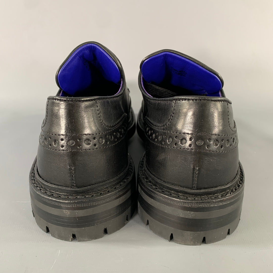 BURBERRY Size 8 Black Perforated Leather Lace Up Lace Up 