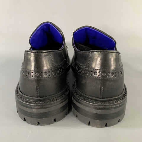 BURBERRY Size 8 Black Perforated Leather Lace Up Lace Up Shoes