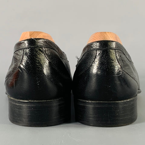 HERMES Size 7.5 D  Black Leather Eyelash Loafers