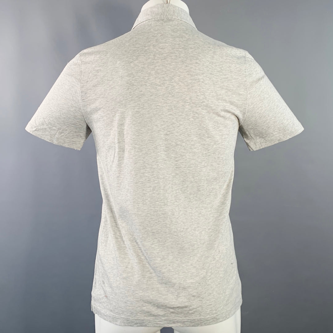 REISS Size S Elliot Grey Heather Cotton One Pocket Polo