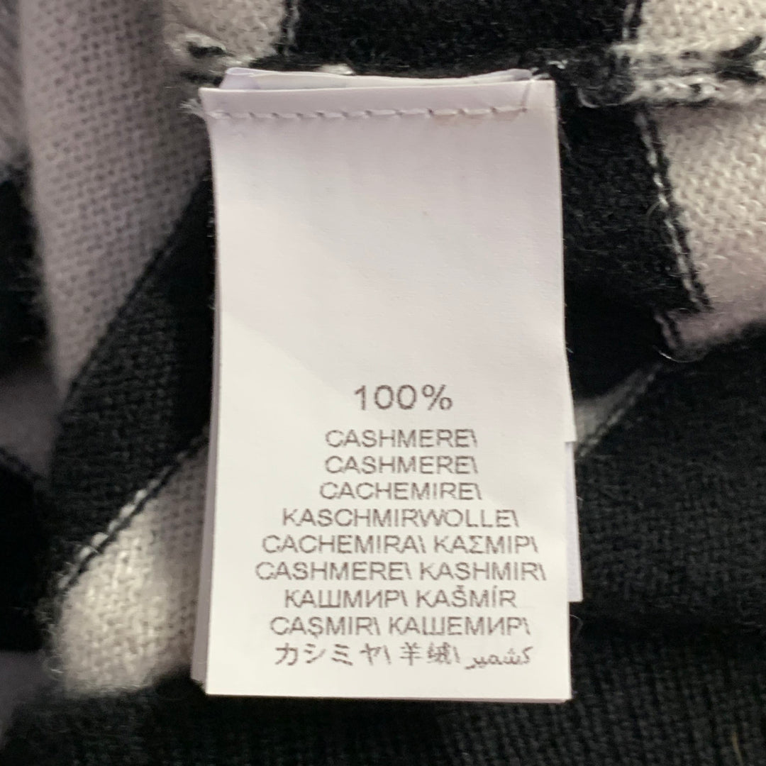 BRUNELLO CUCINELLI Size L Black White Cashmere Stripe Monili Beaded Sequined Cardigan