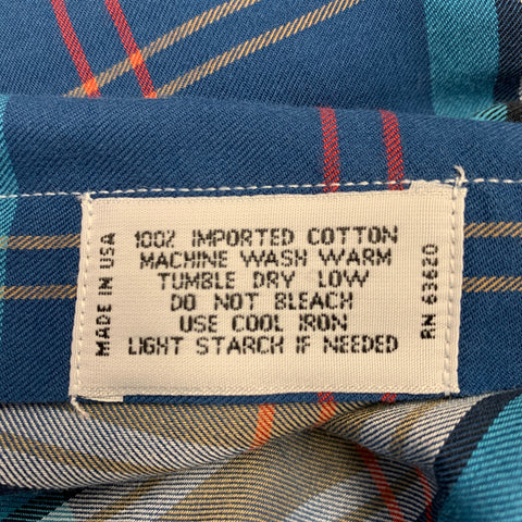 O'CONNELL'S Size L Blue Beige Red Plaid Cotton One Pocket Long Sleeve Shirt
