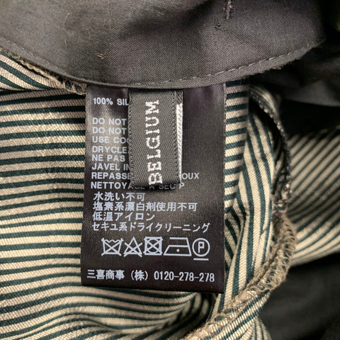 DRIES VAN NOTEN Size 31 Black Silver Stripe Silk Flat Front Dress Pants