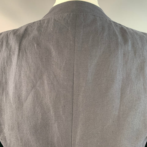 ALEXANDRE PLOKHOV Size 40 Black Cotton Linen Collarless Single Button Jacket
