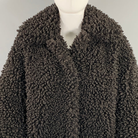 STAND STUDIO Size S Leah Black Polyester Shaggy Oversized Faux Fur Snaps Coat